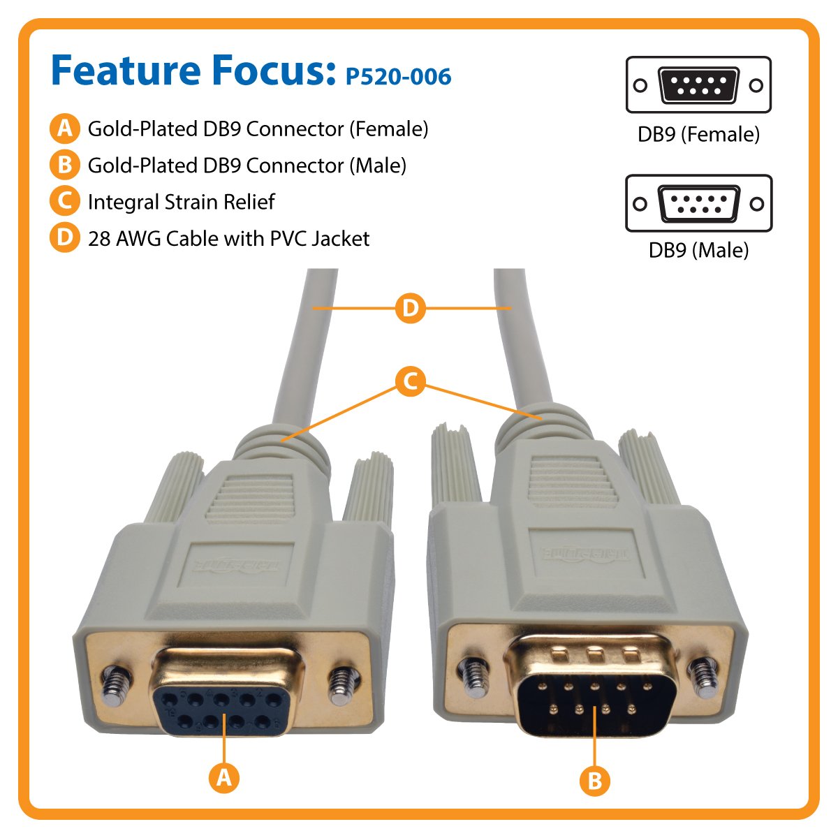 Tripp Lite P520-006 6 Feet CGA/EGA Monitor/Mouse Extension Cable DB9M/F