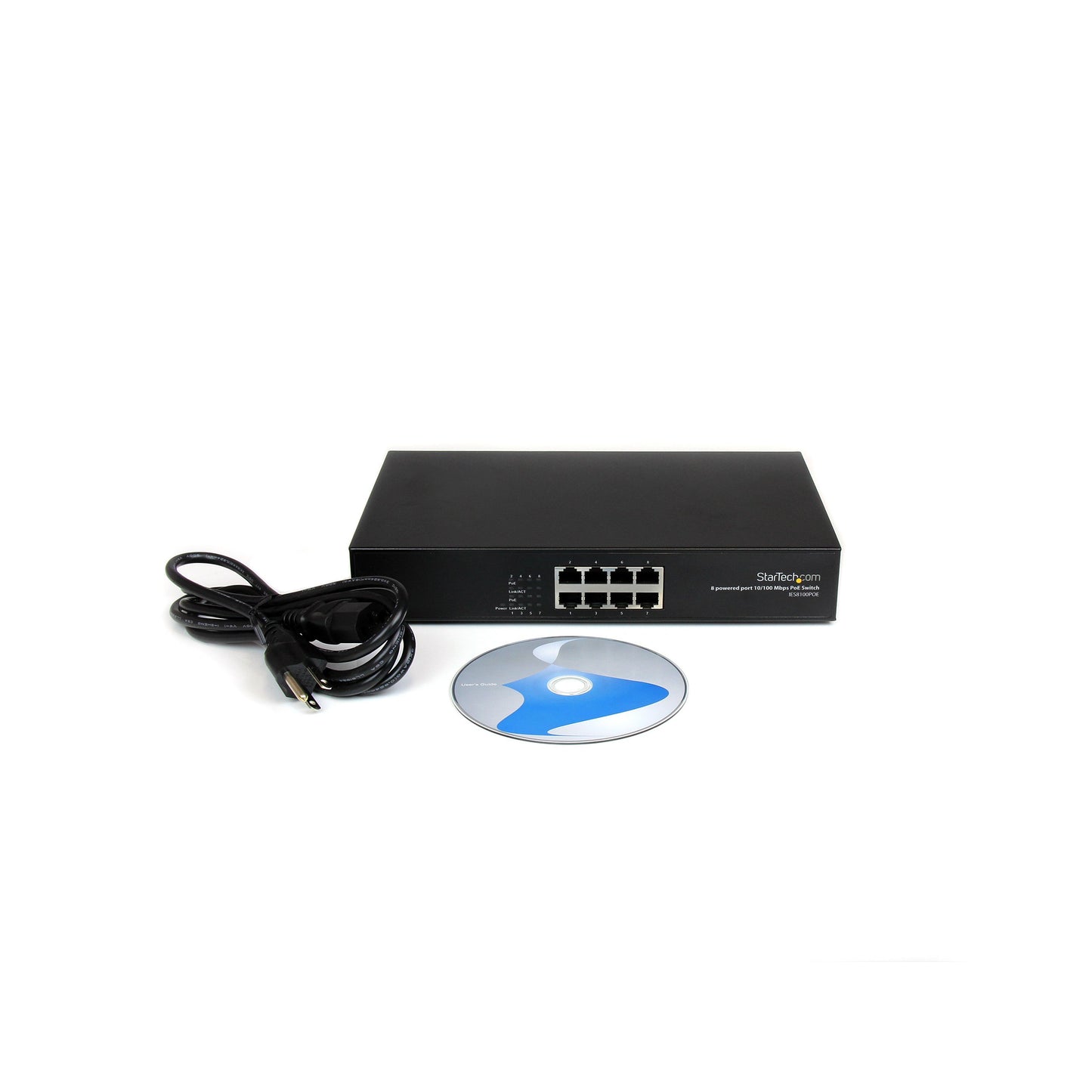 StarTech.com IES8100POE 8 Port 10/100 PSE Industrial Power Over Ethernet Switch, All 8 Ports PoE (Black)