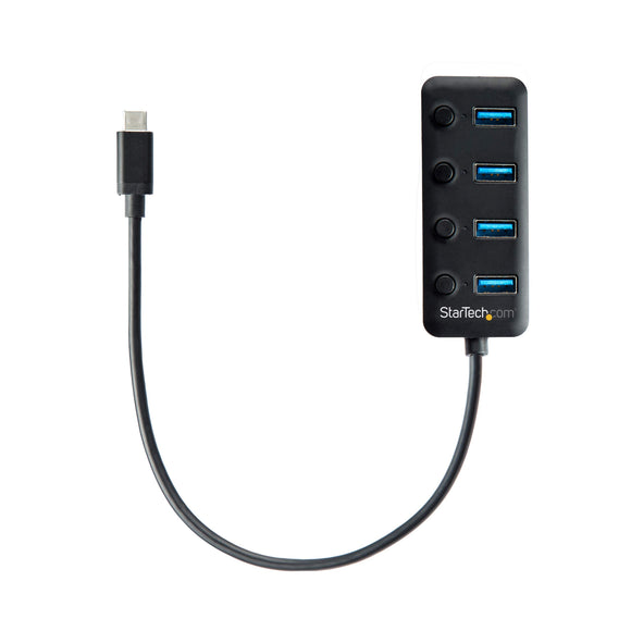 StarTech.com USB C Hub - 4X USB-A Ports with Individual On/Off Switches - Bus Powered - Portable - USB Type C Hub - USB C to USB Hub (HB30C4AIB)