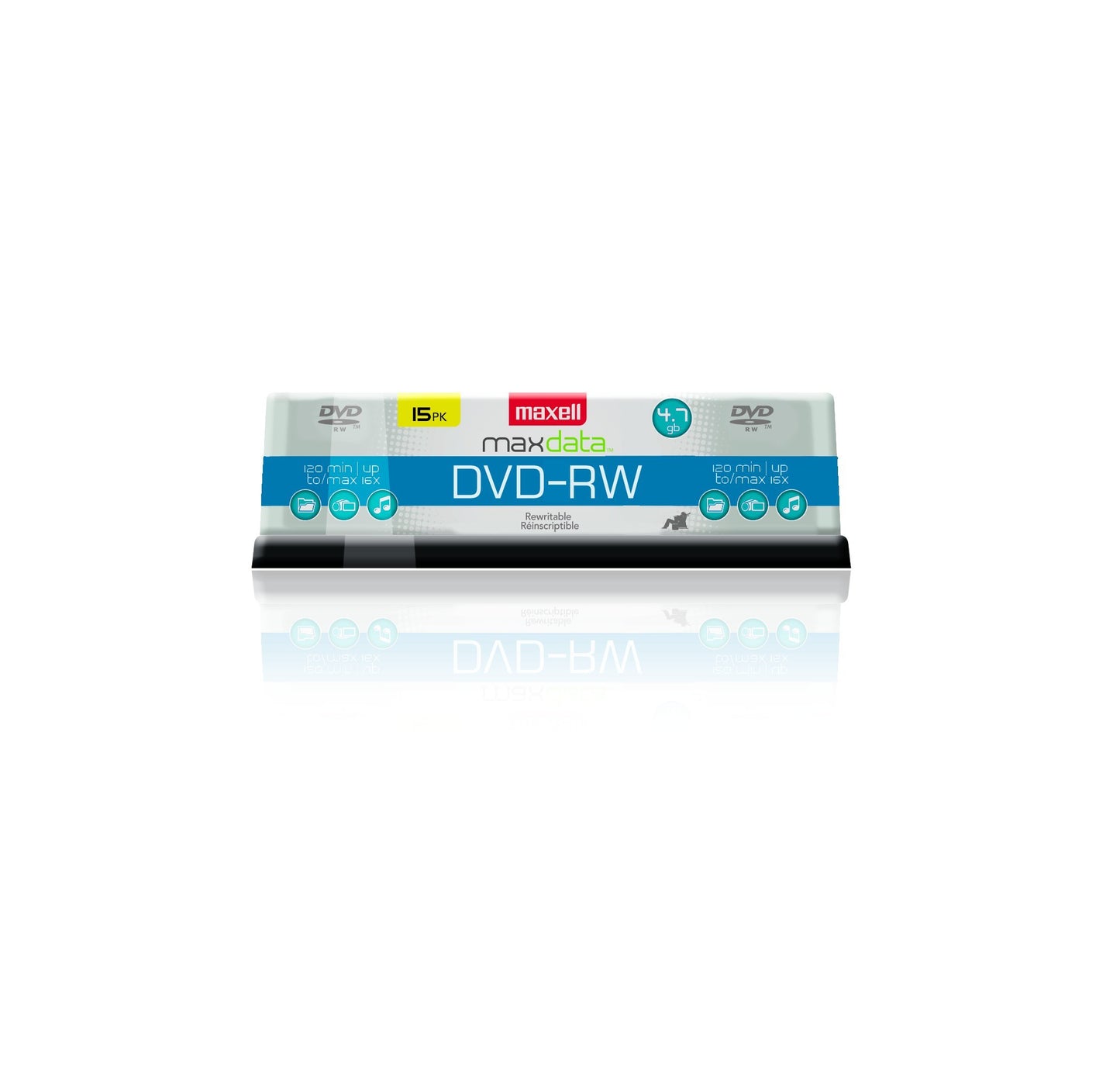 Maxell 635117 Rewritable Recording Format 4.7Gb DVD-RW Disc Playback on DVD Drive or Player and Archive High Capacity Files