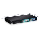 TRENDnet 24-Port PoE 10/100Mbps Ethernet and 4-Port Gigabit Web Smart Switch with 2 Shared Mini-GBIC Slots, Rack Mountable, TPE-224WS