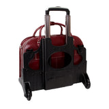 McKlein 96646 USA Roseville 15" Leather Fly-Through Checkpoint-Friendly Patented Detachable -Wheeled Ladies' Laptop Briefcase Red