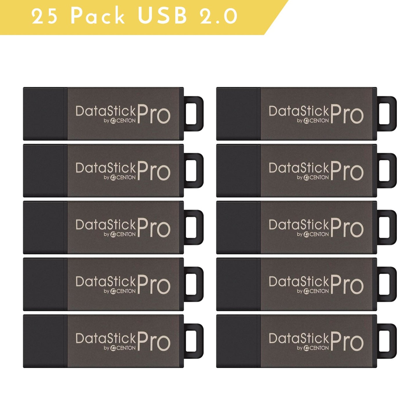 Centon MP Valuepack USB 2.0 Datastick Pro (Grey), 2GB, 25Pack
