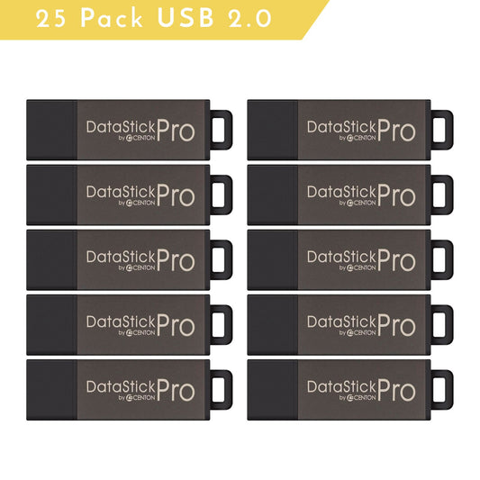 Centon MP Valuepack USB 2.0 Datastick Pro (Grey), 2GB, 25Pack