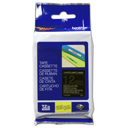 Brother - Labels - Laminated Tape - Black, Golden - Roll (1.27cm X 7.9m)