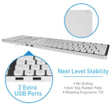 Macally Mac Keyboard Full-Size & Number Keypad (Metal Frame) 2 USB Ports Hub & Wired USB Cable - Apple Computer Keyboards for Mac, Pro, MacBook, Pro, Air Laptops (Silver Aluminum) MLUXKEYA