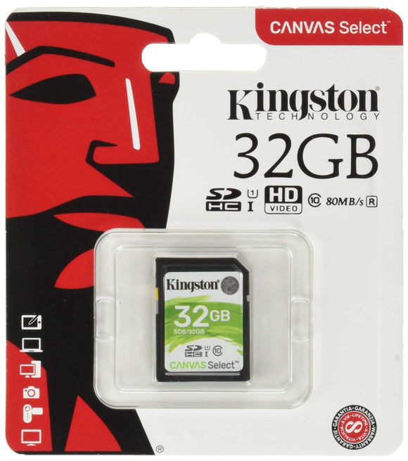 Kingston 32GB SDHC Canvas Select 80R CL10 UHS-I