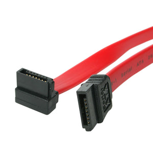 StarTech.com 24in SATA to Right Angle SATA Serial ATA Cable - SATA Cable - Serial ATA 150/300/600 - SATA (R) to SATA (R) - 2 ft - Right-Angled Connector - red - SATA24RA1
