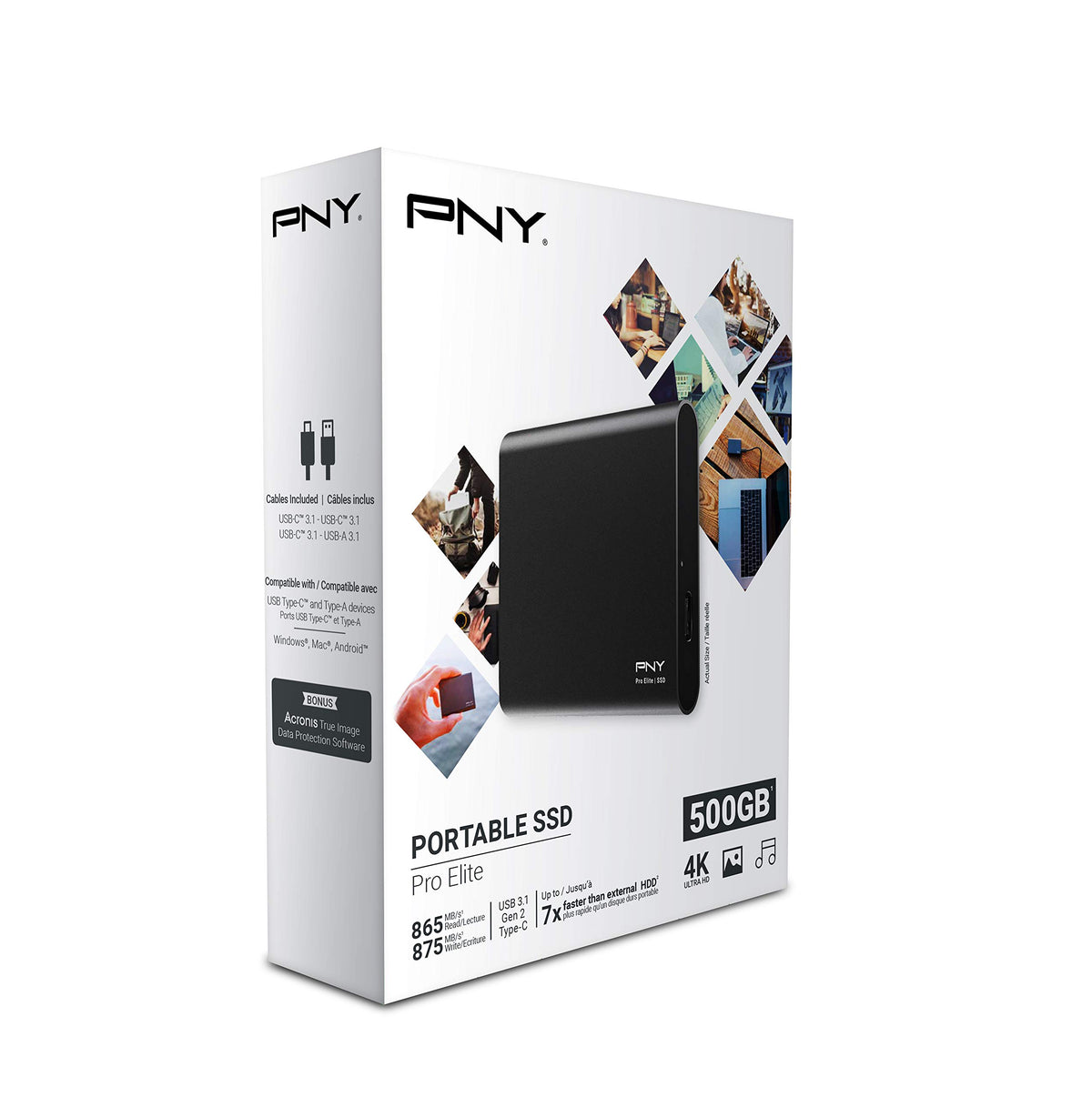 PNY Pro Elite 500GB USB 3.1 Gen 2 Type-C Portable Solid State Drive - (PSD0CS2060-500-RB)