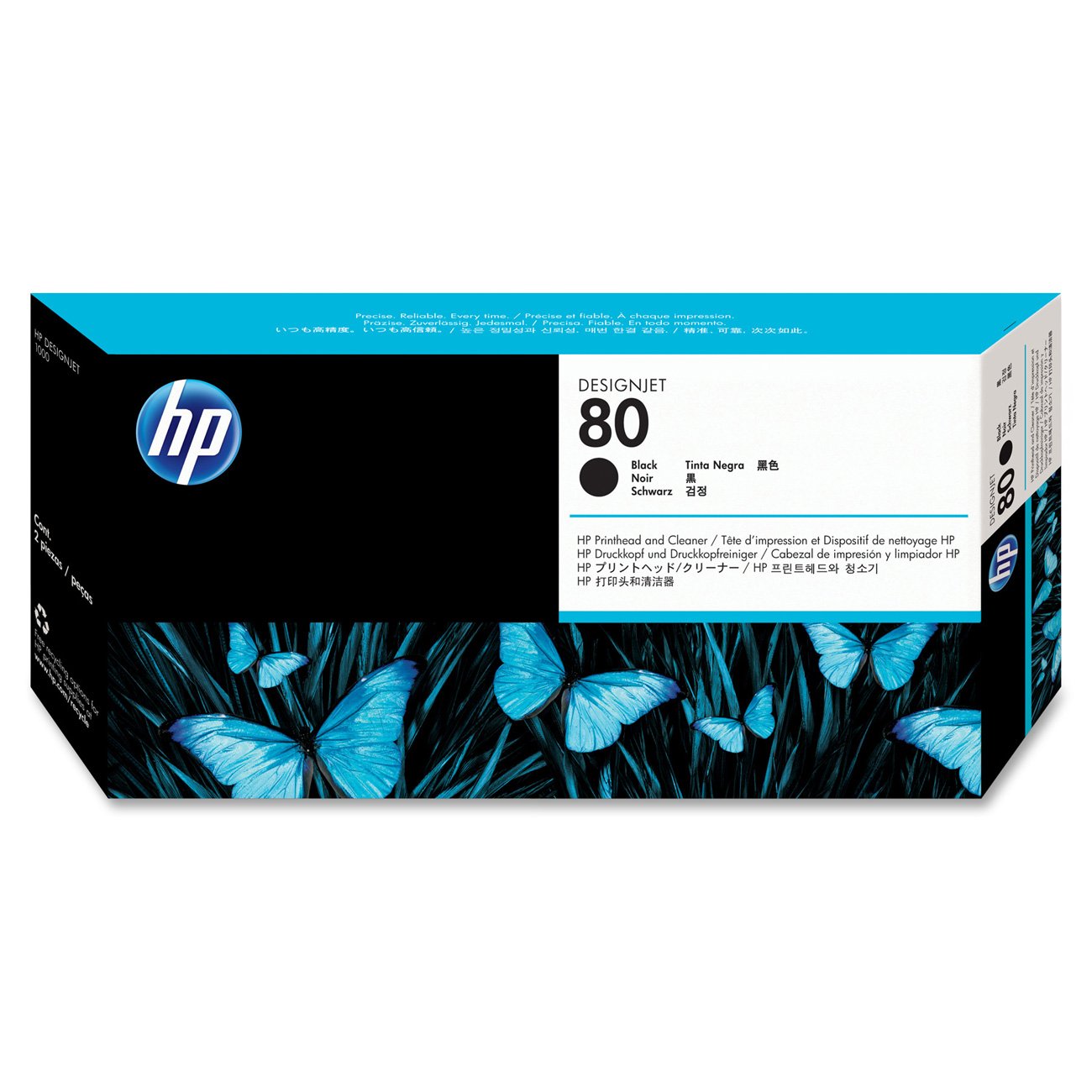 HP 80 Black and Cleaner DesignJet Original Ink Cartridge (C4820A)