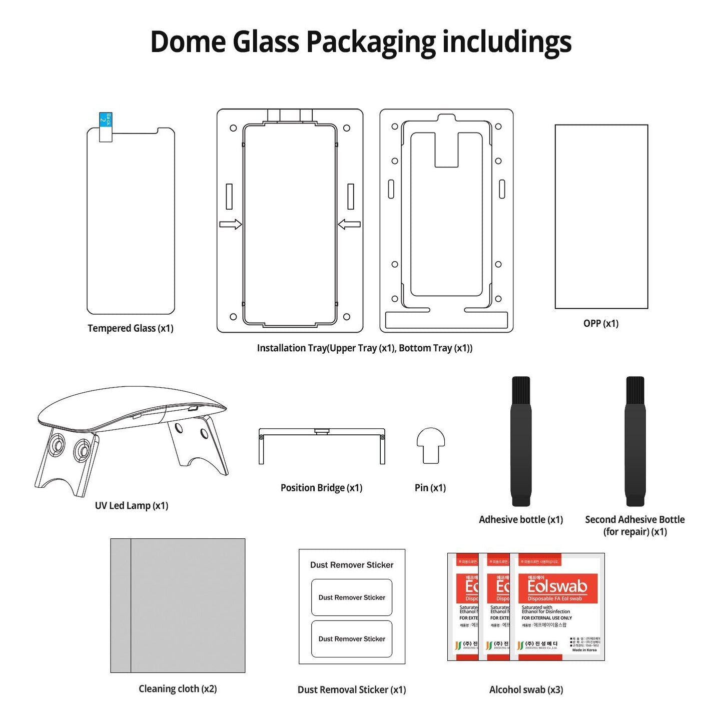Galaxy Note 8 Screen Protector Tempered Glass Shield, [Liquid Dispersion Tech] 3D Curved Full Coverage Dome Glass, Easy Install Kit and UV Light by Whitestone for Samsung Galaxy Note 8 (2017) (1 Pack)