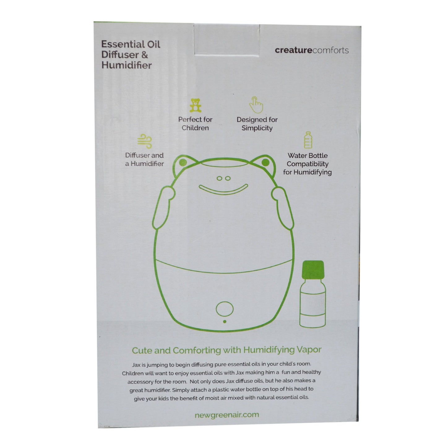 Greenair Jax The Frog Essential Oil Diffuser for Aromatherapy, 1.1 Pound