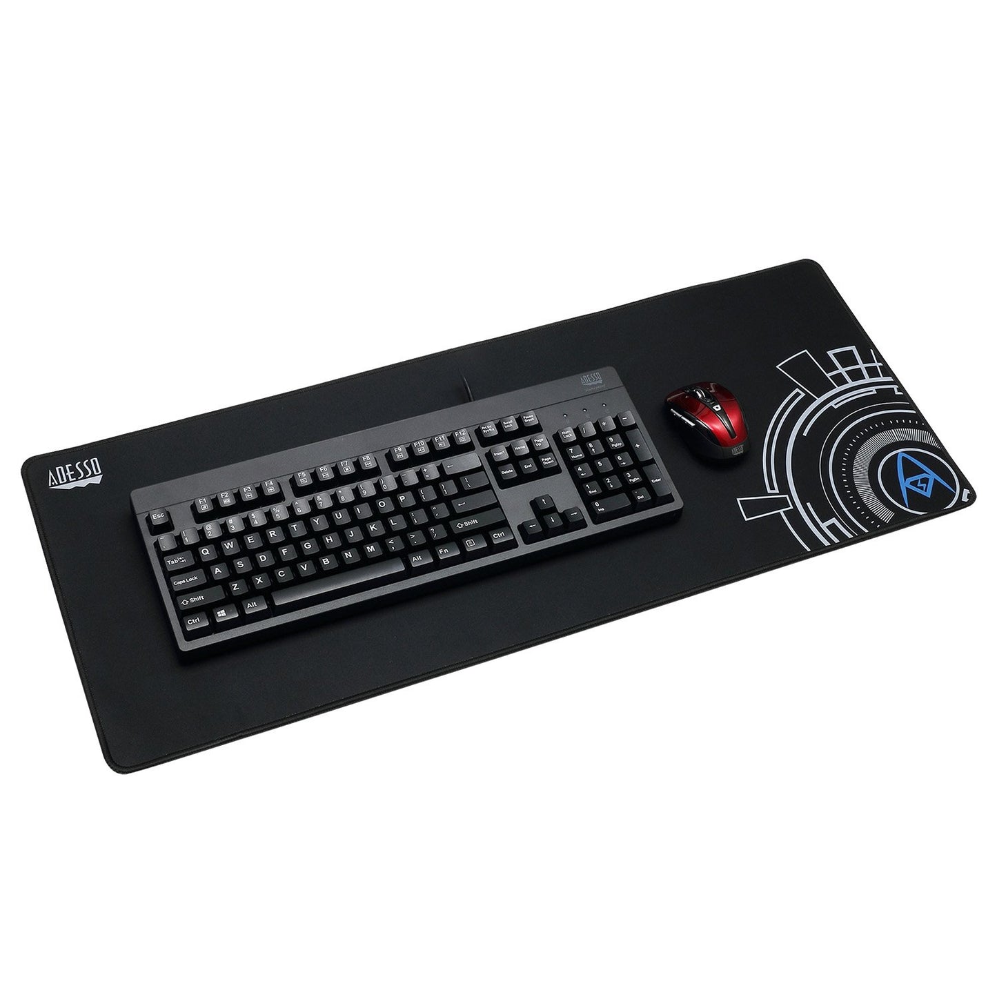 Adesso P104 Large Gaming Mousepad - Soft Cloth Ultra Long Matte with Circular Logo Design for Esports