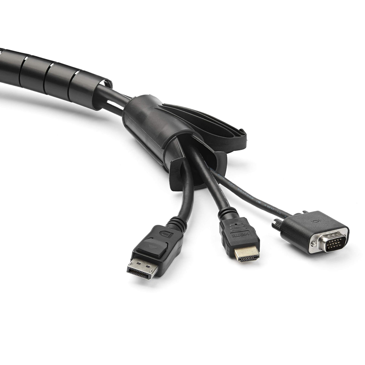 1.5m (4.9ft) Cable Management Sleeve - Spiral - 1" (25mm) Diameter - W/Cable Loading Tool - Black (CMSCOILED)