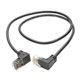Tripp Lite Cat6 Gigabit Patch Cable Snagless Right-Angle UTP Slim, 1', Black (N201-SR1-BK)