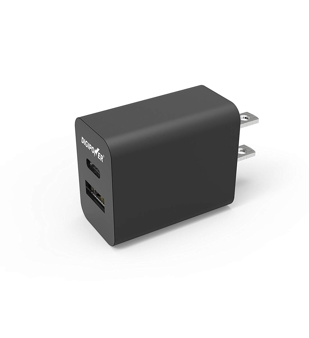 DigiPower USB Type C Wall Charger Dual Port (Type C + USB A) Dual Home and Travel Wall Charger for Samsung, HTC, LG, Motorola, and Android Smartphones (Black)