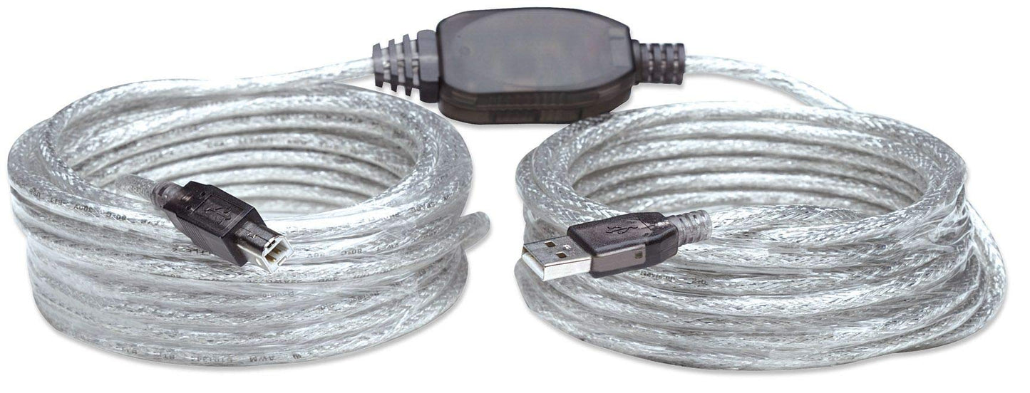 Manhattan 510424 A-Male to B-Male Hi-Speed USB Active Cable, 11-Meter