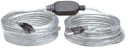 Manhattan 510424 A-Male to B-Male Hi-Speed USB Active Cable, 11-Meter