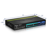 TRENDnet 8-Port Gigabit PoE+ and 2-Port Gigabit Ethernet Web Smart Switch with 2 Shared SFP Slots, Rack Mountable, TPE-1020WS