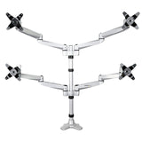 StarTech.com Quad Monitor Mount - Premium - Articulating - for Monitors 13" to 27" - Adjustable VESA 4 Screen Mount - Desk & Grommet Clamp - Silver (ARMDUALPS)