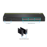 TRENDnet 24-Port Gigabit PoE+ Switch, TPE-TG240G, 24 x Gigabit PoE+ Ports, 370W Power Budget, 48 Gbps Switch Capacity, Rack Mount Kit Included, Ethernet Network Switch, Metal, Lifetime Protection