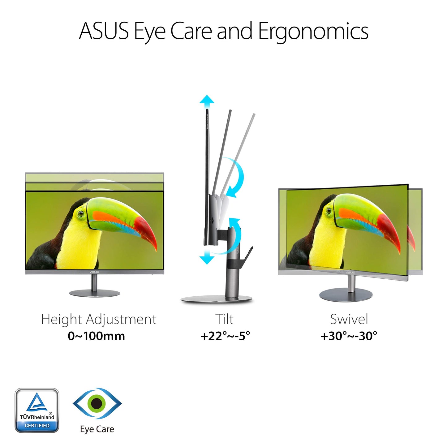 ASUS Designo MZ279HL 27" 1080P IPS Eye Care Height Adjustable Monitor with HDMI, Stereo 3W Speakers