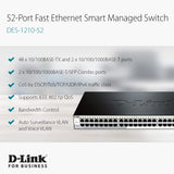 D-LINK WebSmart 48-Port 10/100 Switch with 2 Combo SFP and 2 Gigabit Ports (DES-1210-52)