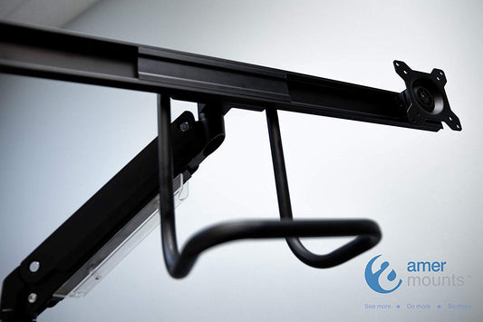 Amer Mounts | 17"-32" LCD LED Monitor | Heavy-Duty Gas Spring Dual Monitor Arm with Handle | Clamp, Grommet | HYDRA2HD1B