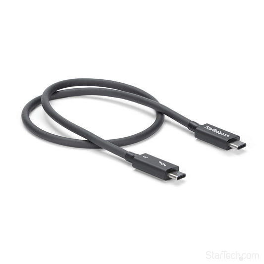 StarTech TBLT34MM50CM.com Thunderbolt 3 Cable - 40Gbps - Daisy Chainable - Passive - USB C Cable - USB-C Thunderbolt to Thunderbolt Cable