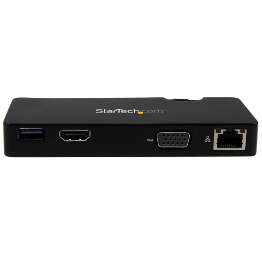 StarTech.com USB 3.0 to HDMI or VGA Adapter Dock - USB 3.0 Mini Docking Station w/USB, GBe Ports - Portable Universal Laptop Travel Hub (USB3SMDOCKHV)