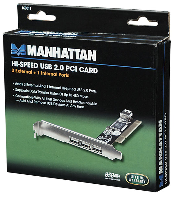 Manhattan 169011 3 Ext and 1 Int Port USB 2.0 Pci Card