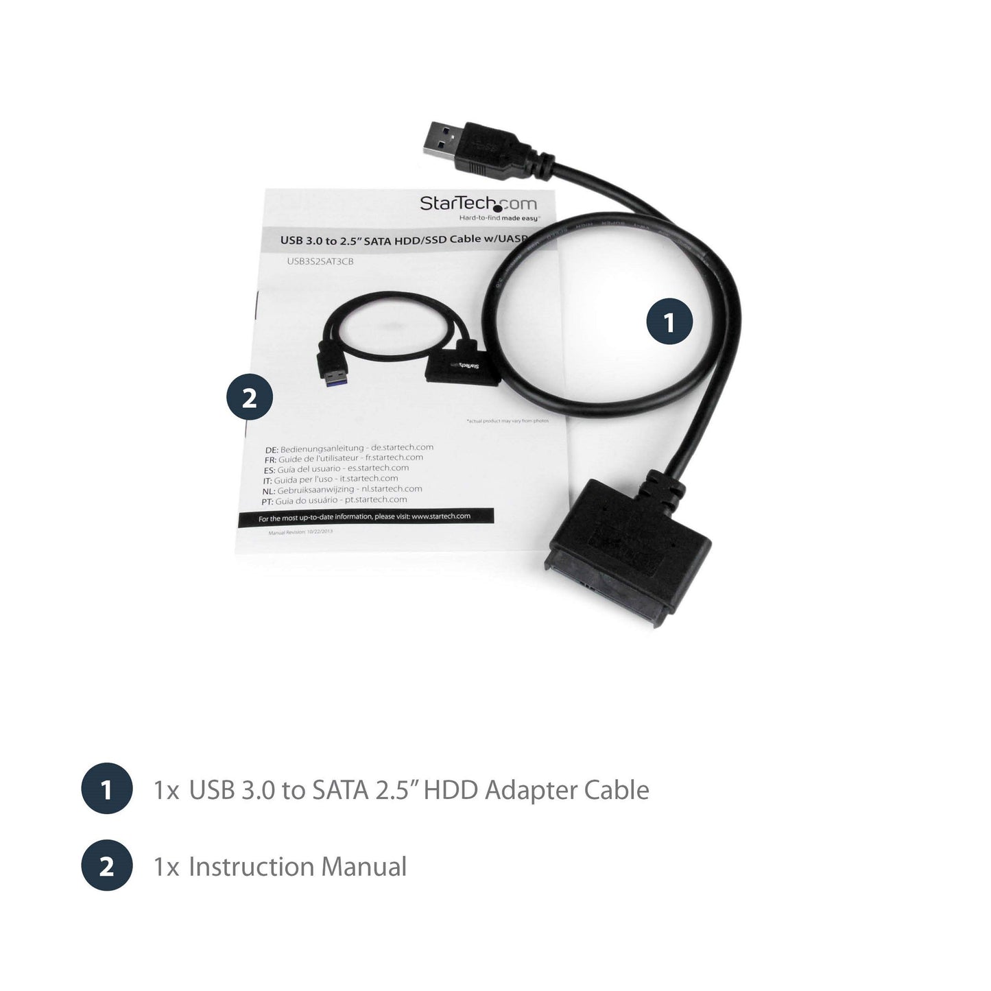 StarTech.com SATA to USB Cable - USB 3.0 to 2.5" SATA III Hard Drive Adapter - External Converter for SSD/HDD Data Transfer (USB3S2SAT3CB)