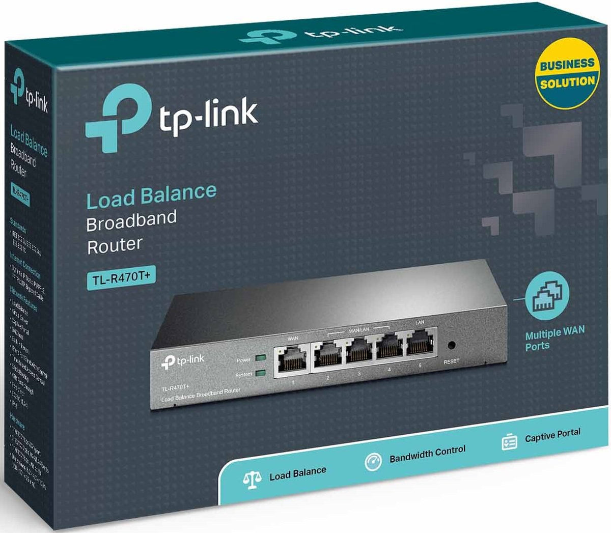 TP-LINK Safestream TL-470T+ 10/100 Broadband Desktop Loadbalance Router, 110M Nat Throughput, 10K Concurrent Sessions, Vlan, Multi-Nat, 4 WAN Load Balance or Auto Failover
