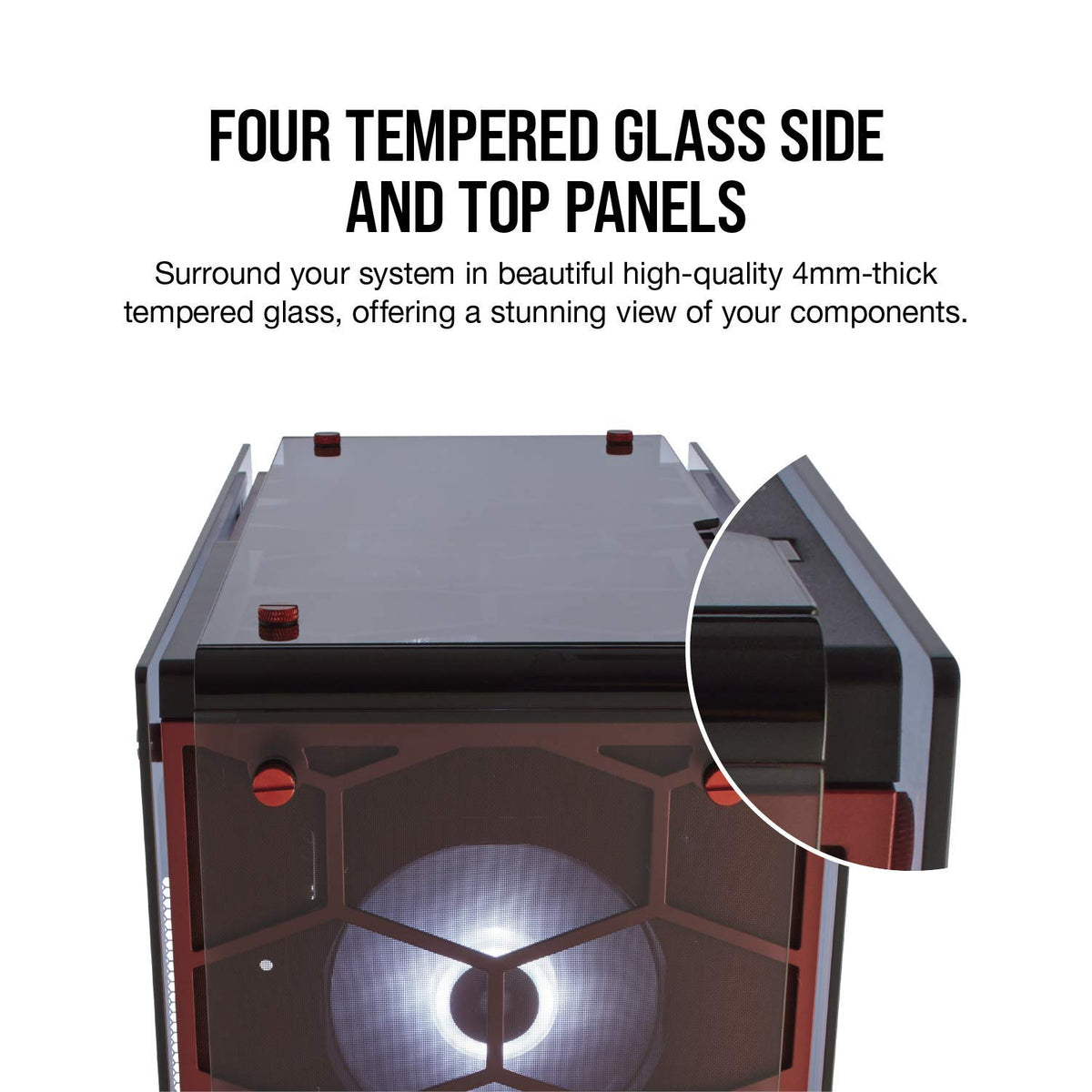 CORSAIR CRYSTAL 570X RGB Mid-Tower Case, 3 RGB Fans, Tempered Glass - Red