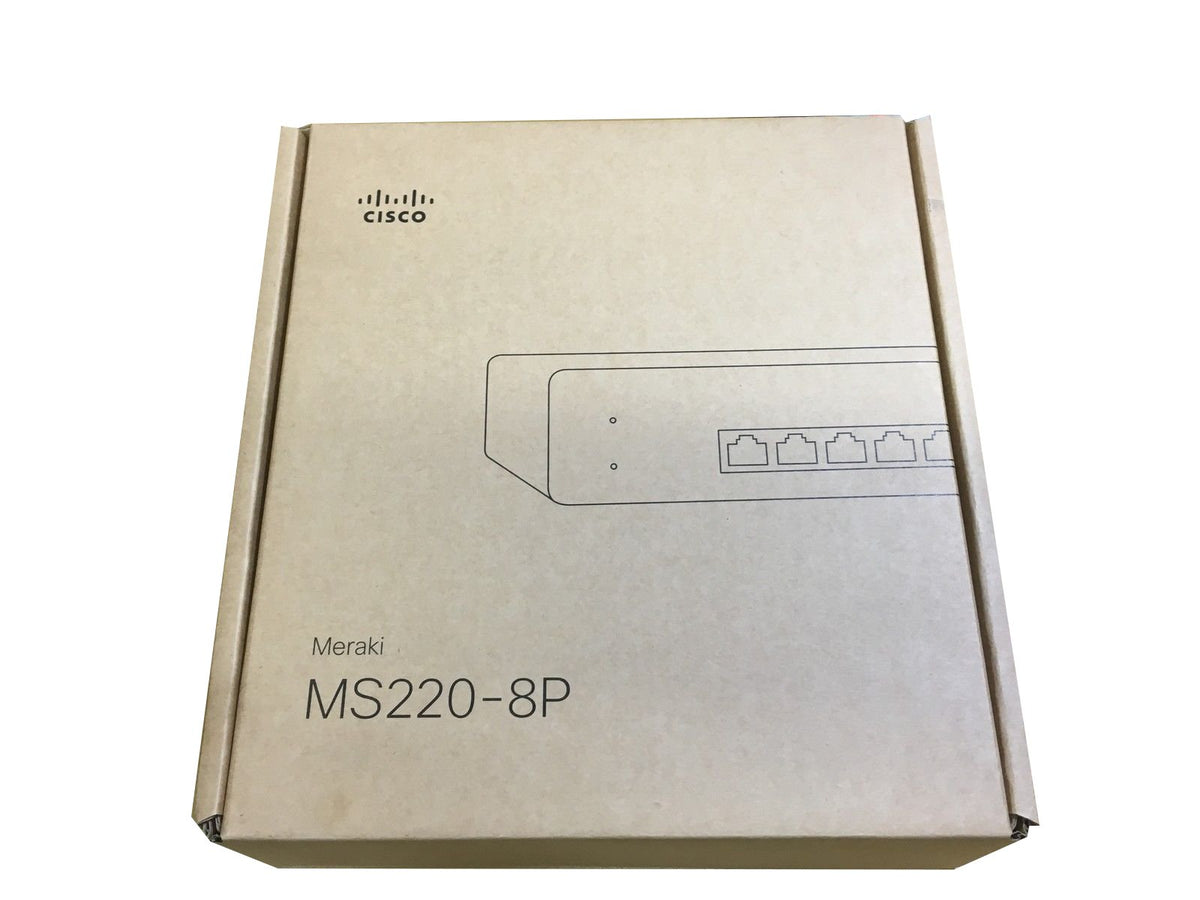 Cisco Meraki Cloud Managed Switching MS220-8P - 8 port gigabit Ethernet, 1G Uplink, POE, Requires Cloud Licensing
