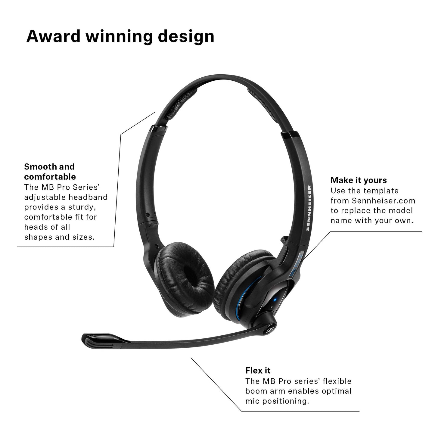 Sennheiser MB Pro 2 (506044) - Dual-Sided, Wireless Bluetooth Headset | for Mobile Phone Connection | w/HD Sound & Noise Cancelling Microphone (Black)