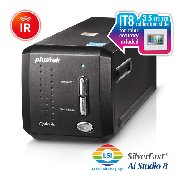 Plustek OpticFilm 8200i AI - 35mm Film & Slides Scanner. IT 8 Calibration Target + SilverFast Ai Studio 8.8, 7200 dpi Resolution 64Bit HDRi , Mac/PC