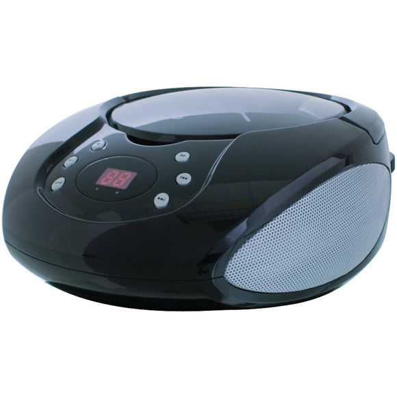 GPX Portable Top-Loading CD Boombox with AM/FM Radio and 3.5mm Line for MP3 Device, Black