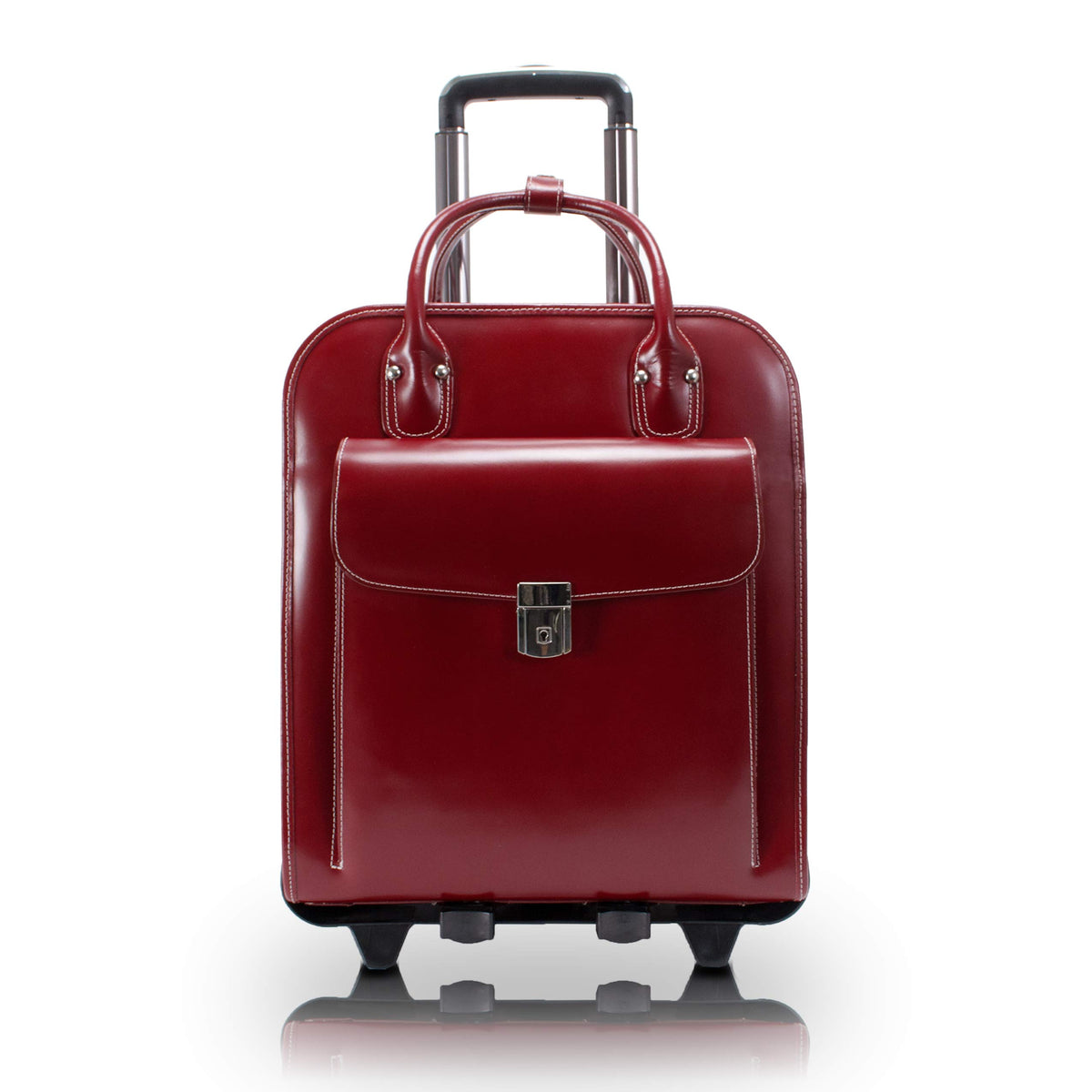 McKlein 96496 USA la Grange 15" Leather Vertical Patented Detachable -Wheeled Ladies' Laptop Briefcase Red