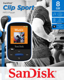 SanDisk Clip Sport 8GB MP3 Player, Blue with LCD Screen and MicroSDHC Card Slot- SDMX24-008G-G46B