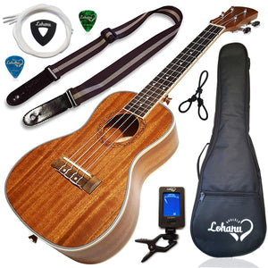 Ukulele Bundle Best Deal Concert Soprano Tenor Sizes Available From Lohanu Two Strap Pins Installed All Accessories Included For FREE Bonus Video Lessons