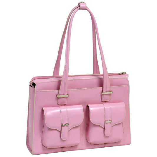 McKlein 96549 USA Alexis 14" Leather Ladies' Laptop Briefcase Pink