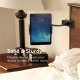 Macally Flexible Gooseneck Tablet Holder, Clamp Mount Stand with Lazy Arm Phone Holder Clip, Black