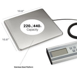 Smart Weigh Digital Heavy Duty Shipping and Postal Scale with Durable Stainless Steel Large Platform, 440 lbs Capacity x 6 oz Readability, UPS USPS Post Office Postal Scale and Luggage Scale