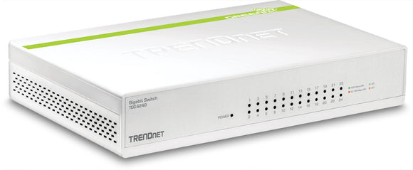 TRENDnet 24-Port Gigabit GREENnet Switch, QoS, 48 Gbps Switching Fabric, Fanless, Plug & Play, Half & Full Duplex, TEG-S24D