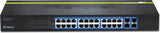 TRENDnet 24-Port 10/100/1000 Mbps Gigabit Web Smart Switch with 4 Shared SFP Slots, Private & Voice VLAN Support, IPv6, Fanless, Rack Mountable, TEG-240WS