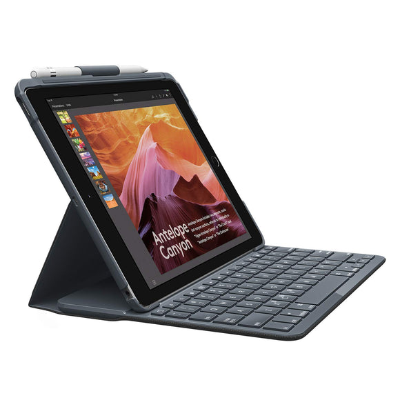 Refurbished Logitech Slim Folio with Integrated Bluetooth Keyboard for iPad (5th and 6th Generation)