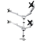 StarTech.com Quad Monitor Mount - Premium - Articulating - for Monitors 13" to 27" - Adjustable VESA 4 Screen Mount - Desk & Grommet Clamp - Silver (ARMDUALPS)