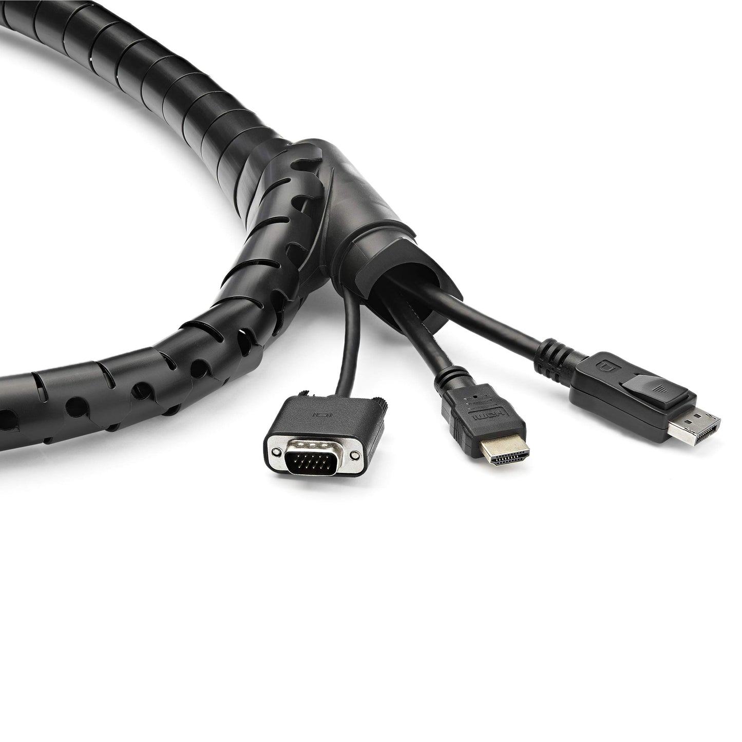 1.5m (4.9ft) Cable Management Sleeve - Spiral - 1" (25mm) Diameter - W/Cable Loading Tool - Black (CMSCOILED)