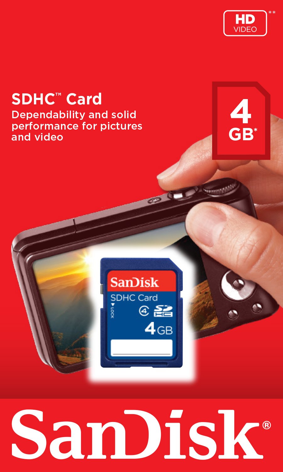 SanDisk 4GB Class 4 SDHC Flash Memory Card- SDSDB-004G-B35 (Label May Change)